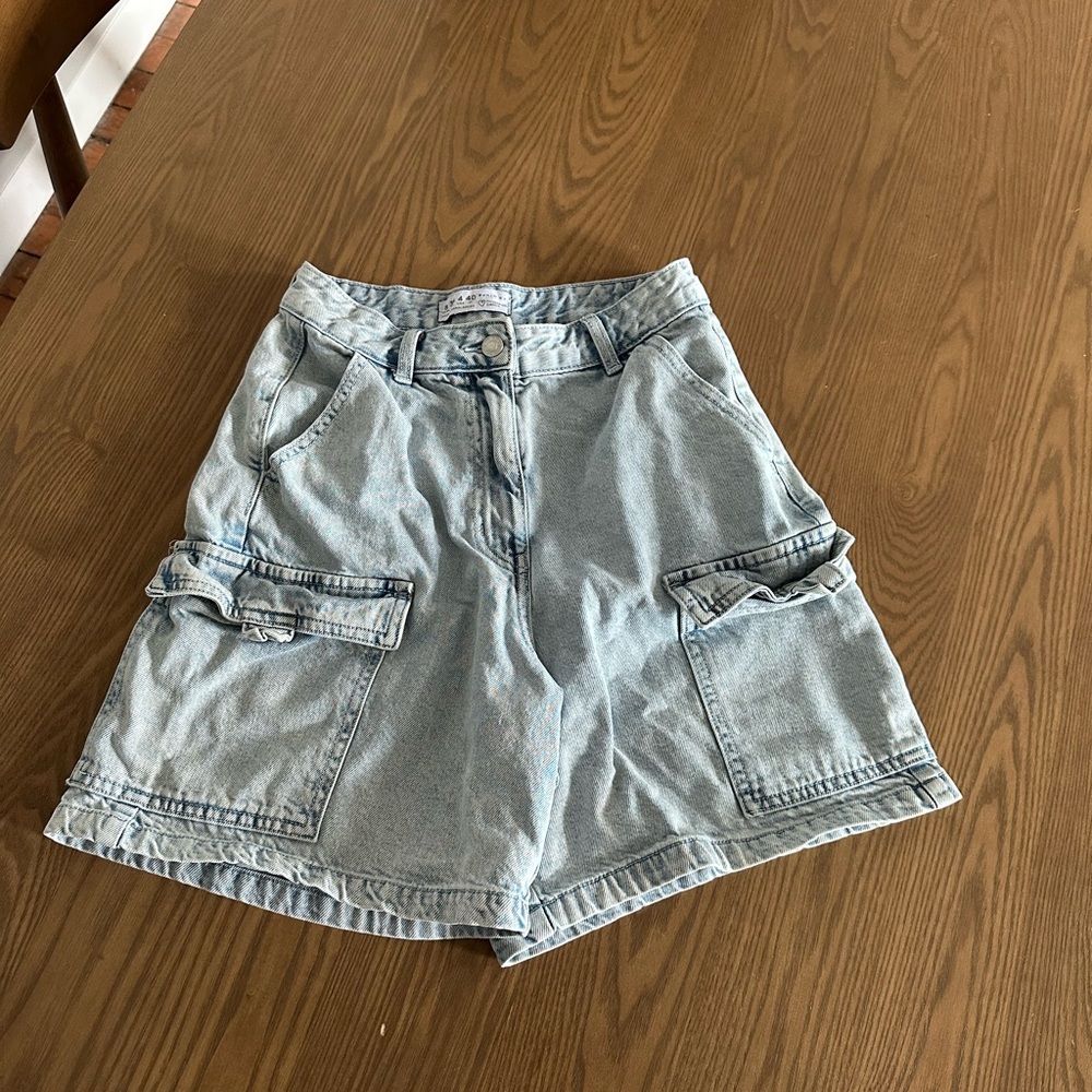 Primark Light Blue Cargo Denim Shorts